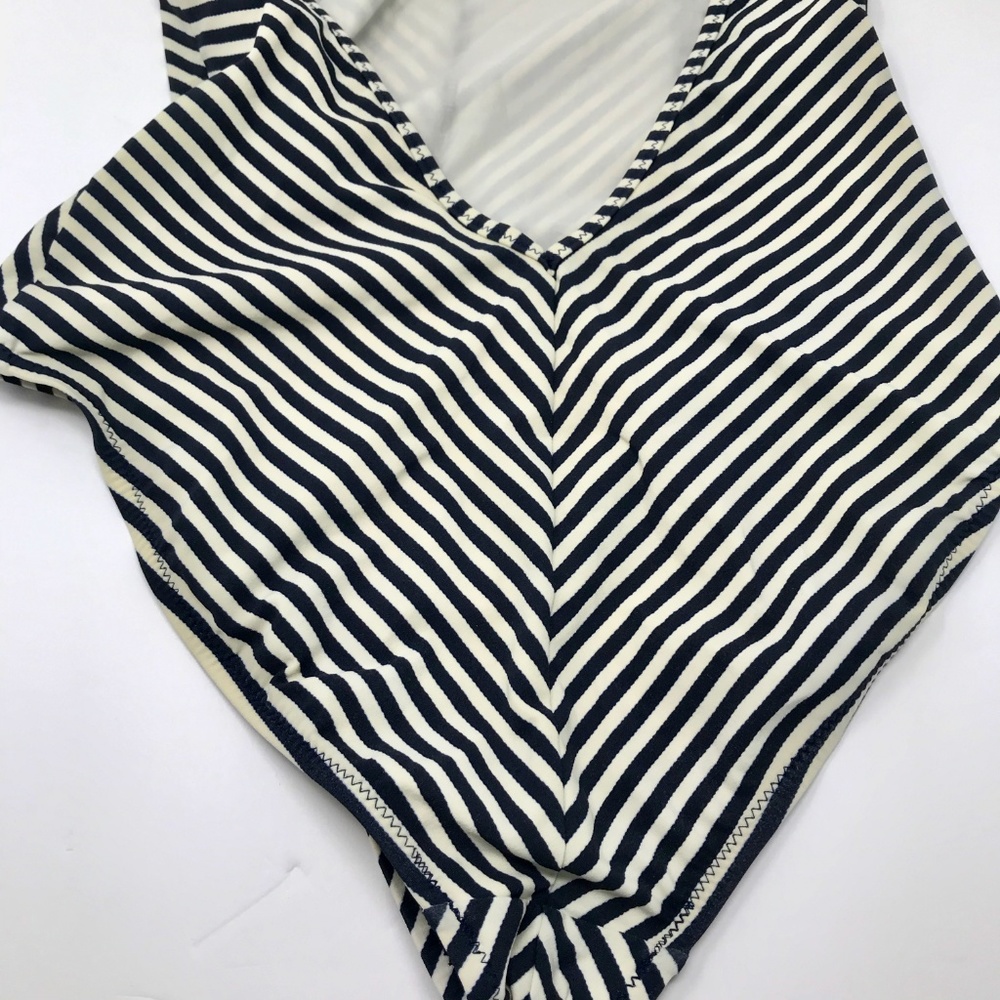 Tory Burch One Piece Swimsuit Black White Stripe - Picture 6 of 8